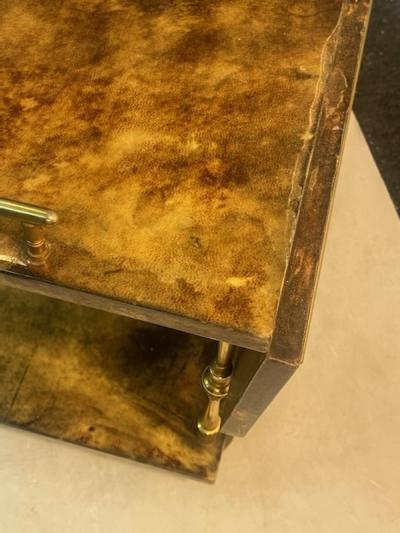 Aldo Tura MID CENTURY GOATSKIN BAR CART AND ICE BUCKET BY ALDO TURA