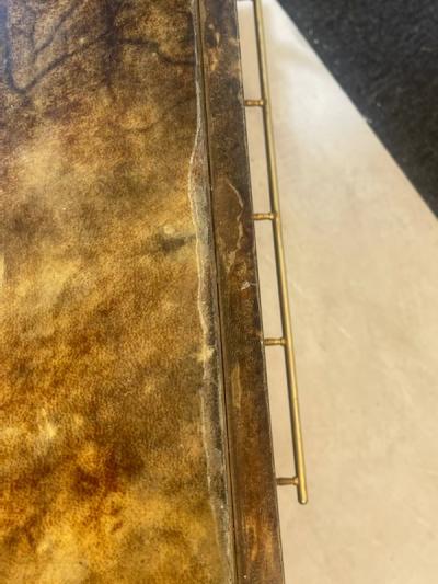 Aldo Tura MID CENTURY GOATSKIN BAR CART AND ICE BUCKET BY ALDO TURA