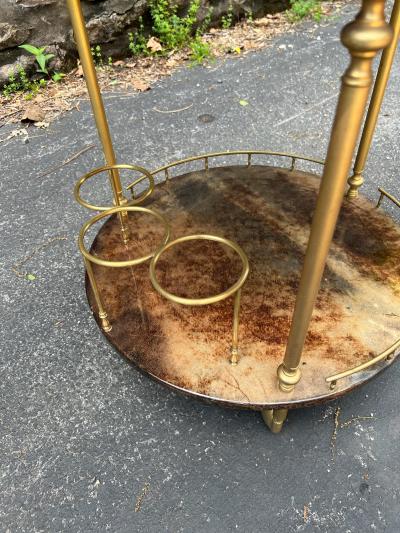 Aldo Tura MID CENTURY GOATSKIN ROUND BAR CART BY ALDO TURA