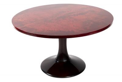 Aldo Tura Mid Century Italian Low Parchment Pedestal Table By Aldo Tura
