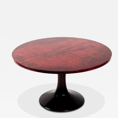 Aldo Tura Mid Century Italian Low Parchment Pedestal Table By Aldo Tura