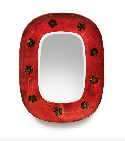 Aldo Tura Mid Century Wall Mirror in Stained Parchment by Aldo Tura