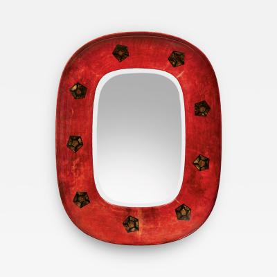 Aldo Tura Mid Century Wall Mirror in Stained Parchment by Aldo Tura