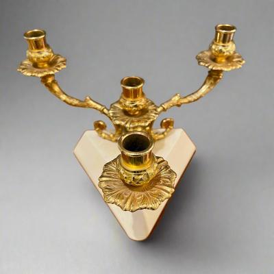 Aldo Tura Modernist Three Arm Candelabra