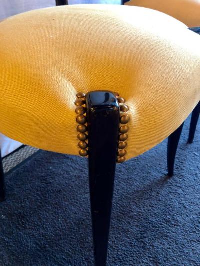 Aldo Tura Set of Six Italian Aldo Tura Side Dining Chairs in Goatskin and Parchment