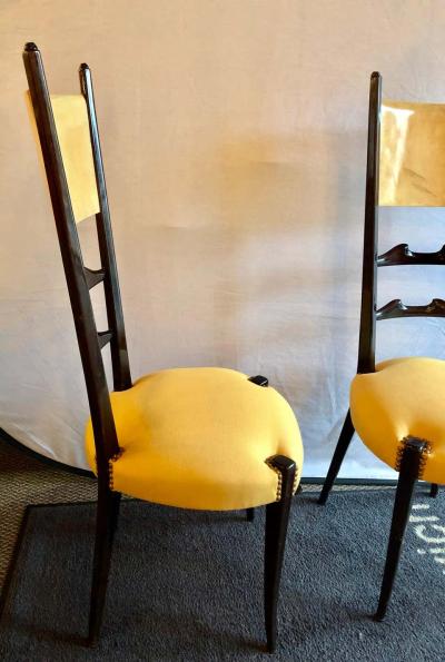 Aldo Tura Set of Six Italian Aldo Tura Side Dining Chairs in Goatskin and Parchment