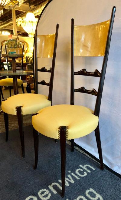 Aldo Tura Set of Six Italian Aldo Tura Side Dining Chairs in Goatskin and Parchment