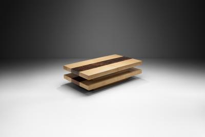 Aldo Tura Two Tiered Sliding Coffee Table with Hidden Bar by Aldo Tura Italy 1970s