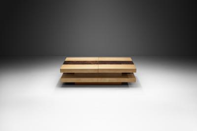 Aldo Tura Two Tiered Sliding Coffee Table with Hidden Bar by Aldo Tura Italy 1970s