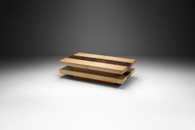Aldo Tura Two Tiered Sliding Coffee Table with Hidden Bar by Aldo Tura Italy 1970s