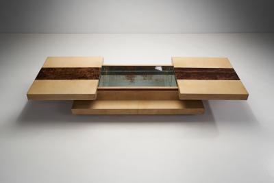 Aldo Tura Two Tiered Sliding Coffee Table with Hidden Bar by Aldo Tura Italy 1970s