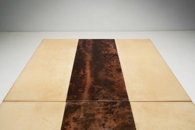 Aldo Tura Two Tiered Sliding Coffee Table with Hidden Bar by Aldo Tura Italy 1970s