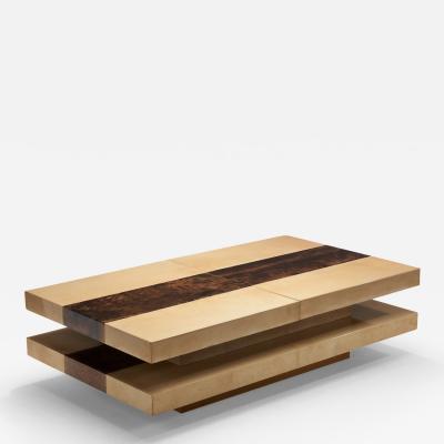 Aldo Tura Two Tiered Sliding Coffee Table with Hidden Bar by Aldo Tura Italy 1970s