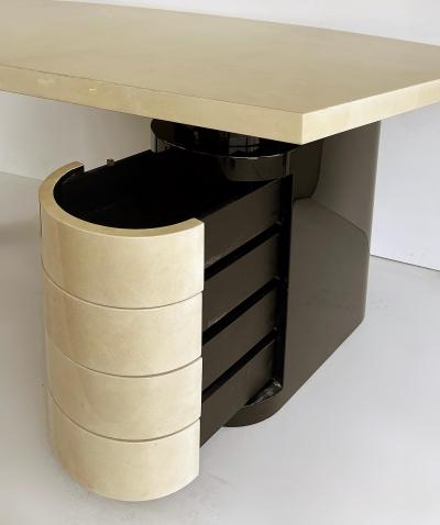 Aldo Tura Vintage Aldo Tura Post Modern Lacquered Parchment Desk Italy