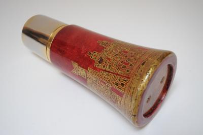 Aldo Tura Vintage Italian Dyed Red Goatskin and Brass Cocktail Shaker by Aldo Tura