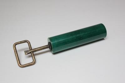 Aldo Tura Vintage Italian Malachite Green Goatskin and Brass Bottle Opener by Aldo Tura