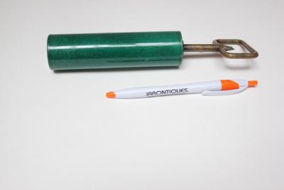 Aldo Tura Vintage Italian Malachite Green Goatskin and Brass Bottle Opener by Aldo Tura