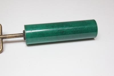 Aldo Tura Vintage Italian Malachite Green Goatskin and Brass Bottle Opener by Aldo Tura