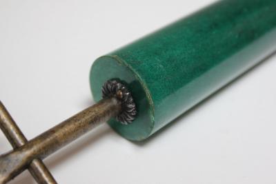 Aldo Tura Vintage Italian Malachite Green Goatskin and Brass Bottle Opener by Aldo Tura