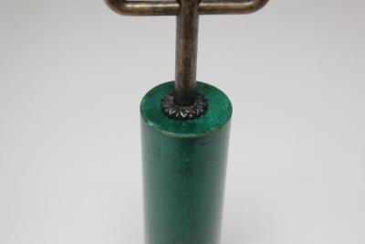 Aldo Tura Vintage Italian Malachite Green Goatskin and Brass Bottle Opener by Aldo Tura