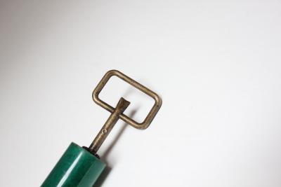 Aldo Tura Vintage Italian Malachite Green Goatskin and Brass Bottle Opener by Aldo Tura