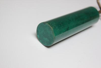 Aldo Tura Vintage Italian Malachite Green Goatskin and Brass Bottle Opener by Aldo Tura