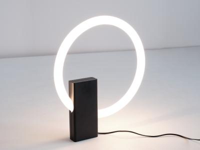 Aldo van den Nieuwelaar Minimalist Circular Tube Table Lamp with Black Steel Base Netherlands 1970s
