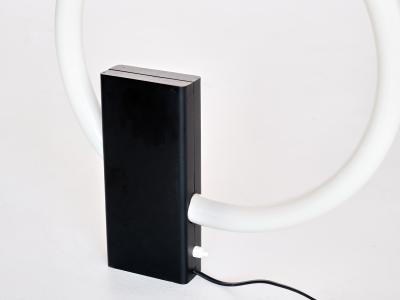 Aldo van den Nieuwelaar Minimalist Circular Tube Table Lamp with Black Steel Base Netherlands 1970s
