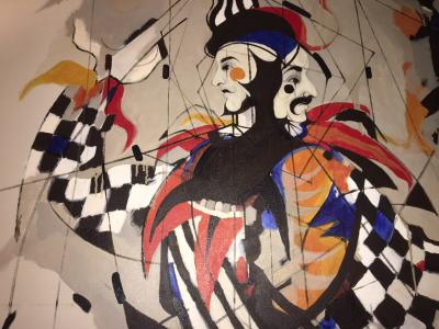 Alec Murphy MODERN DOUBLE FACED HARELEQUIN PAINTING