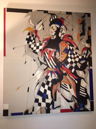 Alec Murphy MODERN DOUBLE FACED HARELEQUIN PAINTING