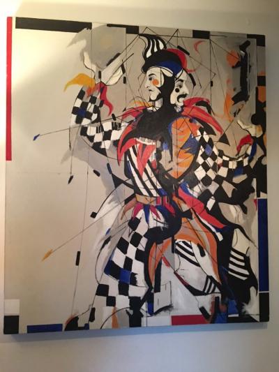 Alec Murphy MODERN DOUBLE FACED HARELEQUIN PAINTING