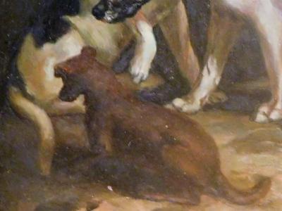 Alert Hounds Oil Painting on PIne Panel School of British Sporting Art