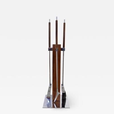Alessandro Albrizzi Albrizzi Fireplace Tool Set With Mounting Post In Brazilian Rosewood 1970s