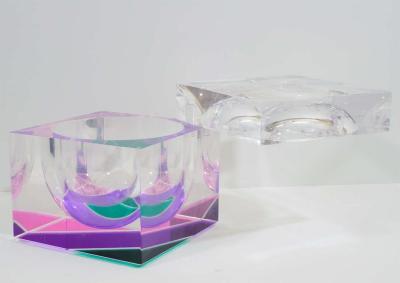 Alessandro Albrizzi EXCEPTIONAL MODERNIST COLOR BLOCK LUCITE ICE BUCKET BY ALESSANDRO ALBRIZZI