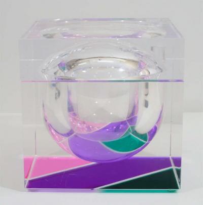 Alessandro Albrizzi EXCEPTIONAL MODERNIST COLOR BLOCK LUCITE ICE BUCKET BY ALESSANDRO ALBRIZZI