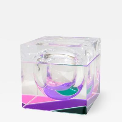 Alessandro Albrizzi EXCEPTIONAL MODERNIST COLOR BLOCK LUCITE ICE BUCKET BY ALESSANDRO ALBRIZZI