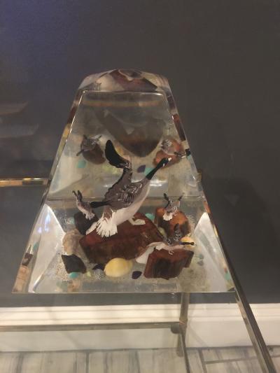 Alessandro Albrizzi High End Pair of Lucite Diorama Obelisks