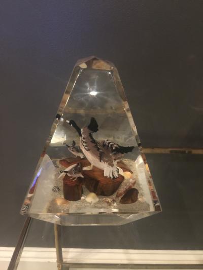Alessandro Albrizzi High End Pair of Lucite Diorama Obelisks