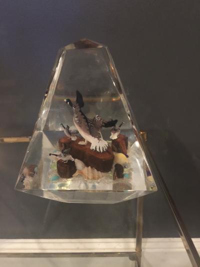 Alessandro Albrizzi High End Pair of Lucite Diorama Obelisks