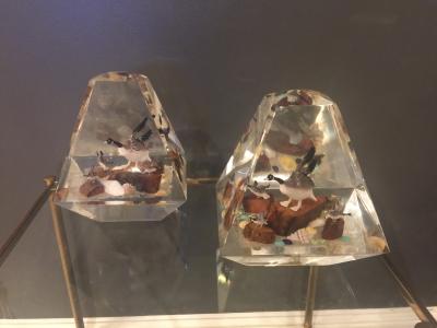 Alessandro Albrizzi High End Pair of Lucite Diorama Obelisks