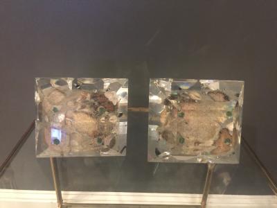 Alessandro Albrizzi High End Pair of Lucite Diorama Obelisks