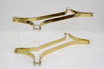 Alessandro Albrizzi Mid Century Lucite Brass Coffee Table by A Albrizzi Gilt Brass IT ca 1970