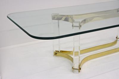 Alessandro Albrizzi Mid Century Lucite Brass Coffee Table by A Albrizzi Gilt Brass IT ca 1970