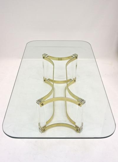 Alessandro Albrizzi Mid Century Lucite Brass Coffee Table by A Albrizzi Gilt Brass IT ca 1970