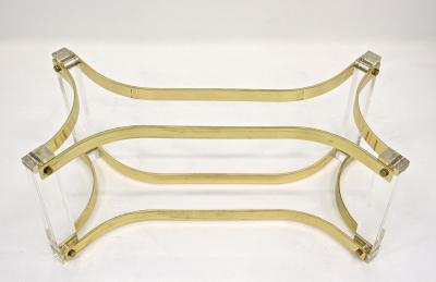 Alessandro Albrizzi Mid Century Lucite Brass Coffee Table by A Albrizzi Gilt Brass IT ca 1970