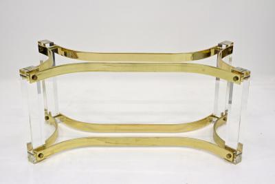 Alessandro Albrizzi Mid Century Lucite Brass Coffee Table by A Albrizzi Gilt Brass IT ca 1970