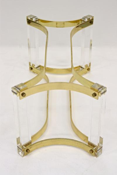 Alessandro Albrizzi Mid Century Lucite Brass Coffee Table by A Albrizzi Gilt Brass IT ca 1970