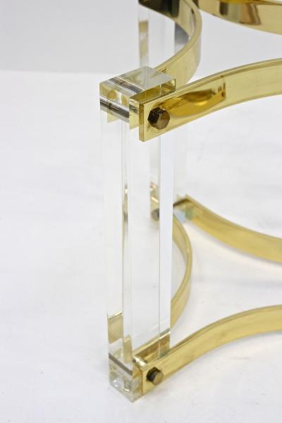Alessandro Albrizzi Mid Century Lucite Brass Coffee Table by A Albrizzi Gilt Brass IT ca 1970