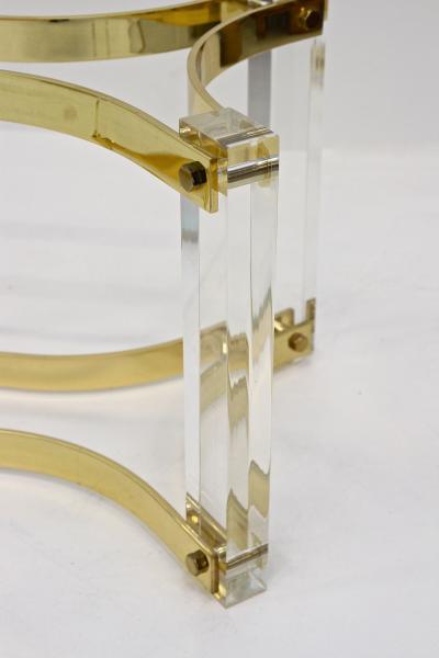 Alessandro Albrizzi Mid Century Lucite Brass Coffee Table by A Albrizzi Gilt Brass IT ca 1970