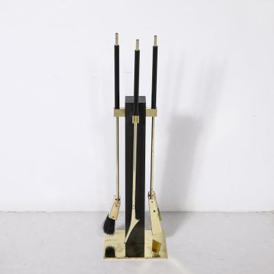 Alessandro Albrizzi Mid Century Modernist Three Piece Fire Tool Set in Brass by Alessandro Albrizzi